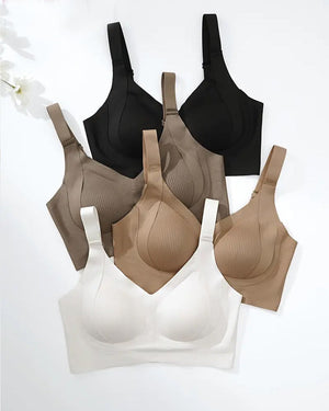 Women's Solid Color Four Rows Adjustable Wireless Bra