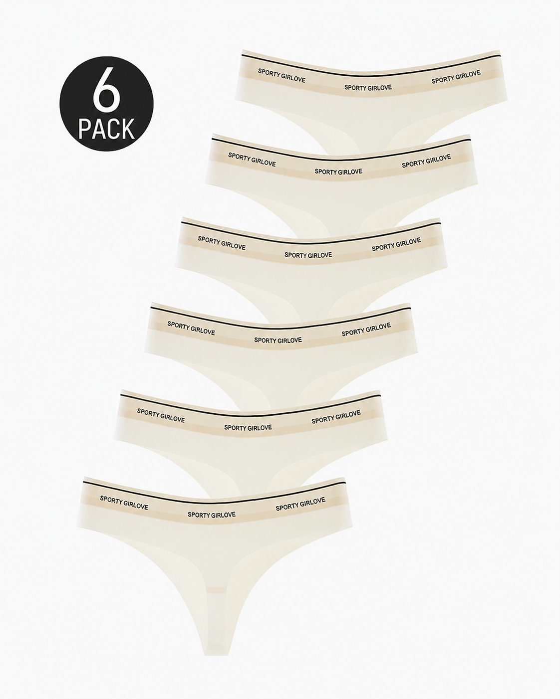 6-Pack Sexy Ice Silk Seamless Letter Colorblock Thongs