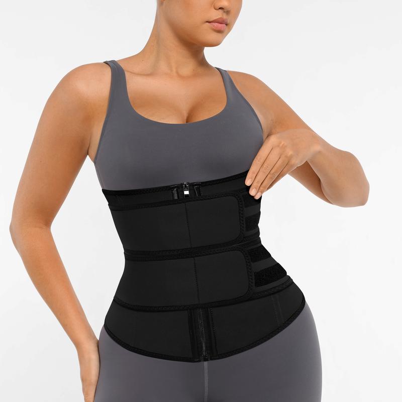 Women's Neoprene Corset Waist Cincher with Double Belts