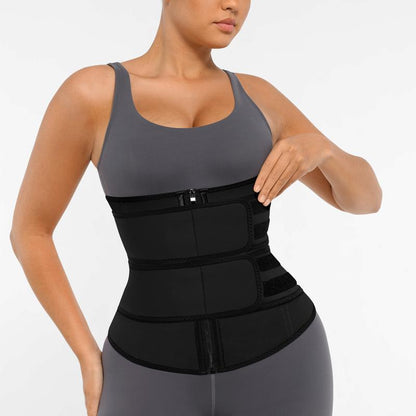 Women's Neoprene Corset Waist Cincher with Double Belts