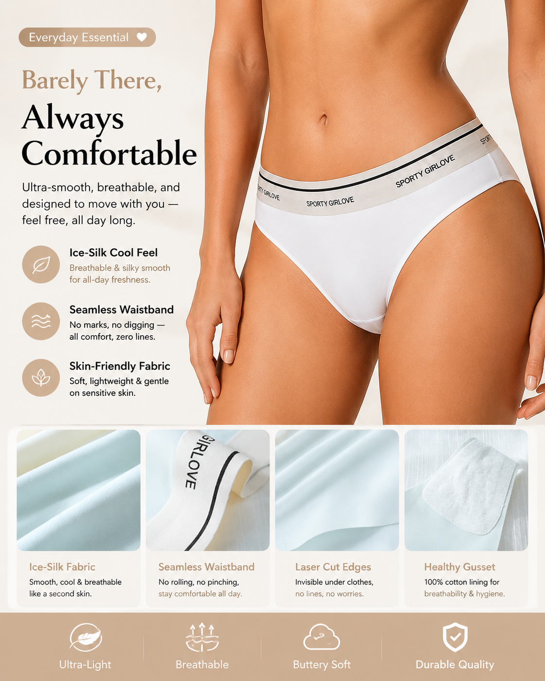 6-Pack Sexy Ice Silk Seamless Letter Colorblock Thongs