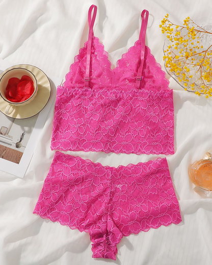Sexy Floral Lace Push-Up Camisole Lingerie Set