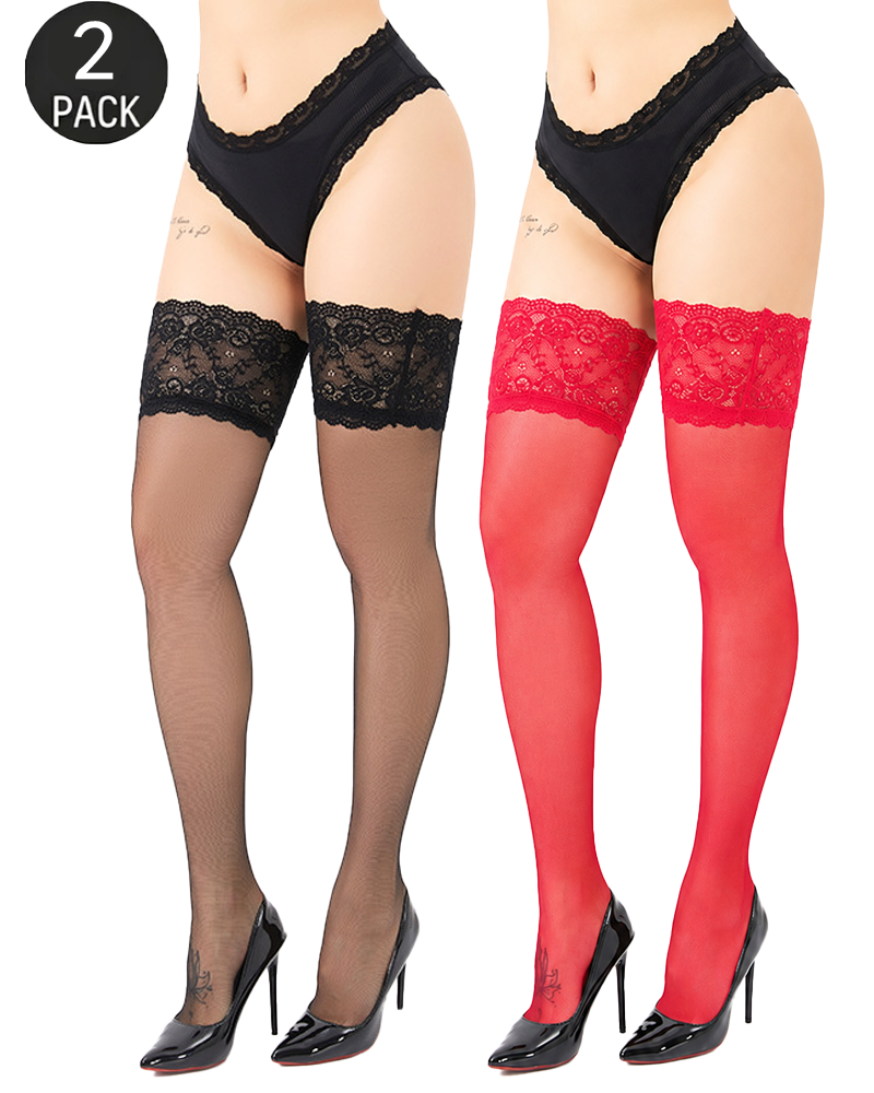 Sexy Wide Lace Top Sheer Thigh-High Stockings
