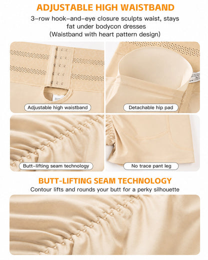 High Waist Tummy Control Hook-eye Hip-enhancing Shaping Shorts