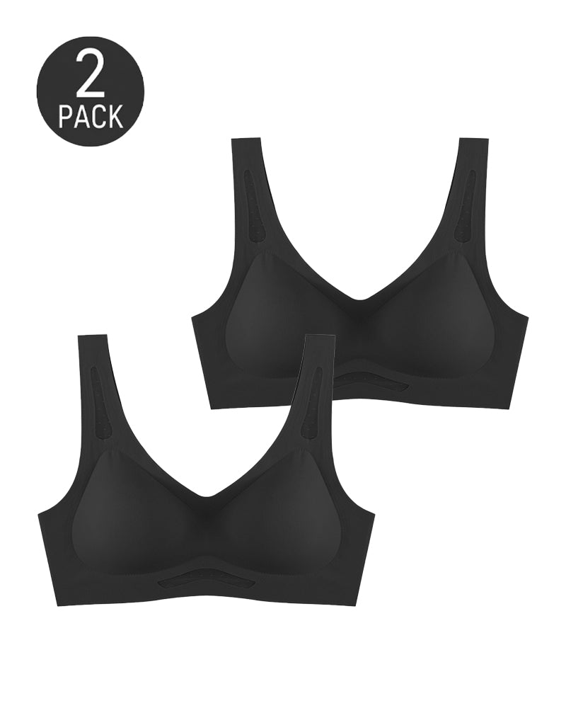 2-Pack Deep V Seamless Breathable Mesh Cutout Vest Bra