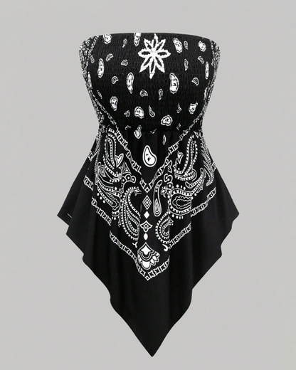 Bohemian Printed Vacation Floral Strapless Tube Top