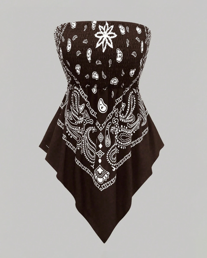 Bohemian Printed Vacation Floral Strapless Tube Top
