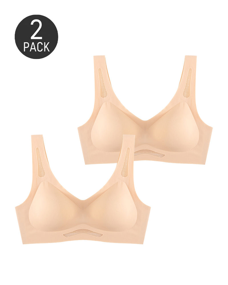 2-Pack Deep V Seamless Breathable Mesh Cutout Vest Bra