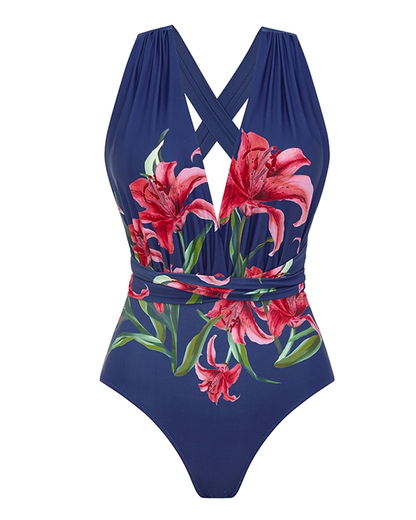 Iris Print Various Ways To Wear Swimsuit Set