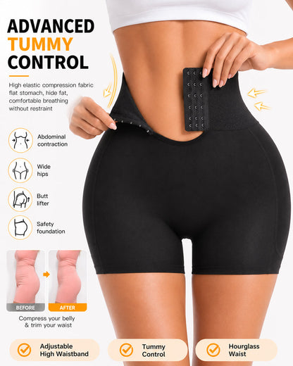 High Waist Tummy Control Hook-eye Hip-enhancing Shaping Shorts