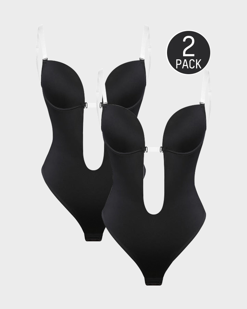 Strapless U Plunge Thong Bodysuit