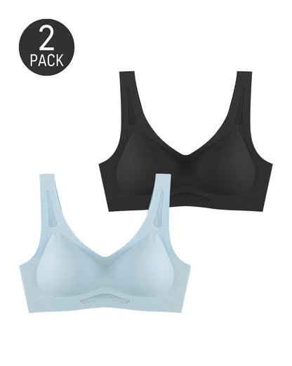 2-Pack Deep V Seamless Breathable Mesh Cutout Vest Bra