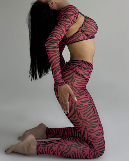Sexy Zebra Print 4-Piece Lingerie Set