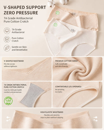 Multi-Pack Seamless Pure Cotton Low Waist V-Shaped Maternity Antibacterial Briefs