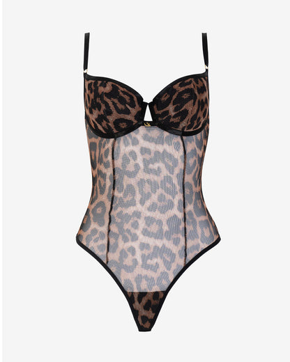 Women's Sexy Leopard Print Mesh Bodysuit