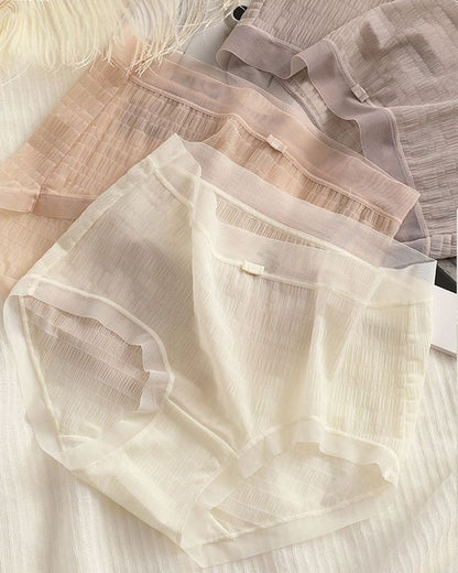 Summer Thin Quick-Drying Translucent Mesh Seamless Cotton Crotch Underwear