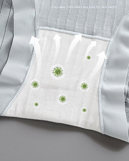 Women's Pure Cotton Antibacterial Crotch High Waist Light Belly Underwear