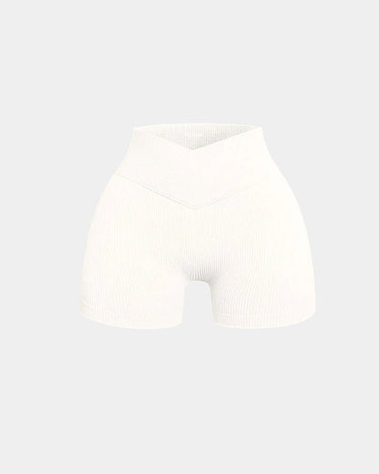 Ribbed High Waist Solid Skinny Yoga Sport Shorts
