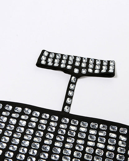 Sexy Halter Neck Backless Elastic Slim Fit Diamond Vest
