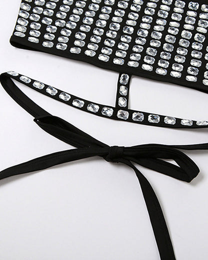 Sexy Halter Neck Backless Elastic Slim Fit Diamond Vest