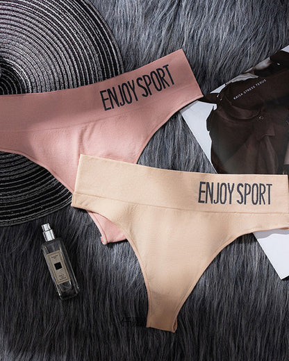 Women's Sexy Seamless Sports Fitness Letter Wide Waist Briefs