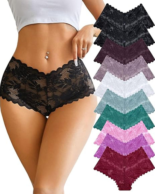 Women's Cotton Bottom Semi-Transparent Seamless Soft Lace Panties