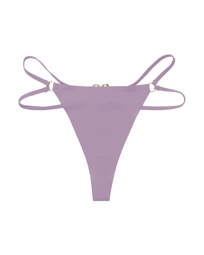 Seamless Double-Strap Heart Metal Ring Design Sexy Thong
