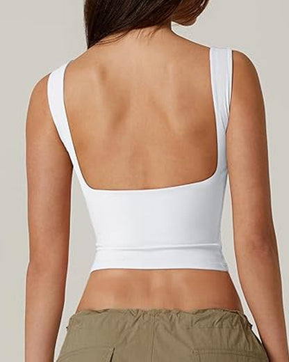 Women's Sexy Solid Color Seamless Backless Sleeveless Short Vest