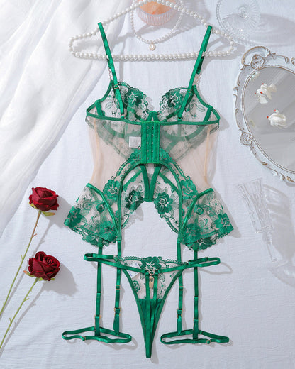 Sexy Mesh See-through Thin Lace Bra Set