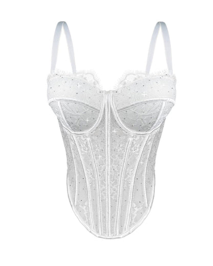 Sexy Diamond Lace Shaping Gathered Fishbone Tube Top