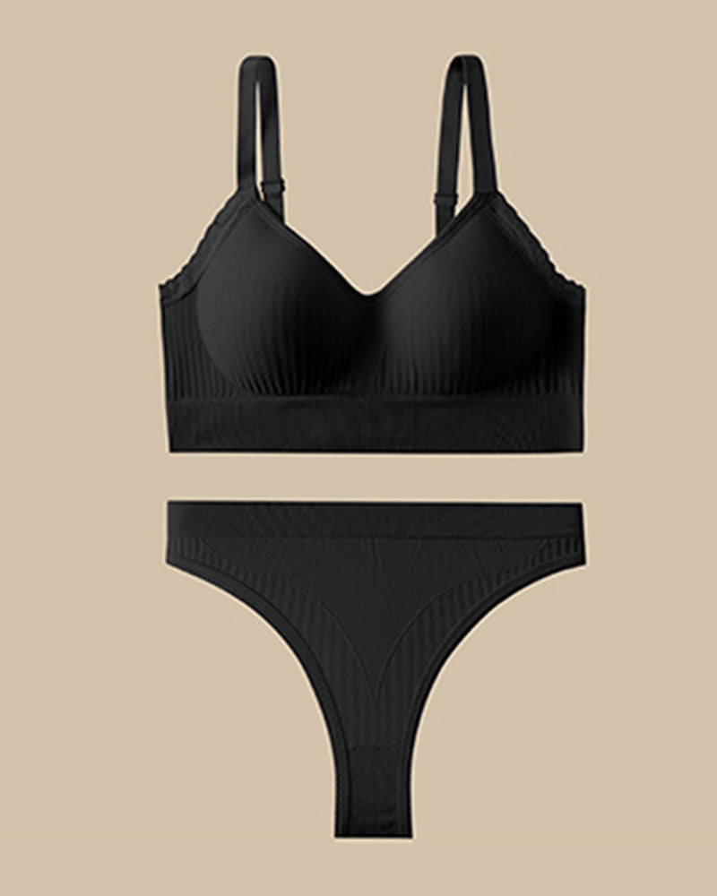 Casual Comfort Lace Wrap Bra Set