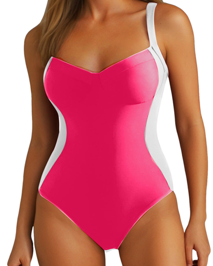 Women's V-neck Tummy Control Cross Back One-Piece Swimsuit