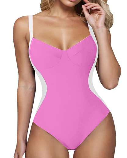 Women's V-neck Tummy Control Cross Back One-Piece Swimsuit