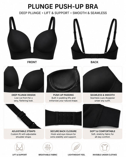 Women's Deep V-Neck Seamless Low Back Bra