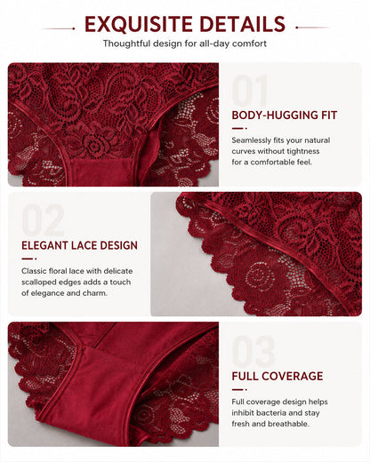 5-Pack Sexy Lace Openwork Cotton Crotch High Elastic Panties