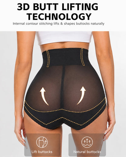 High Waist Hook-eye Tummy Control Mesh Seamless Shaping Panties