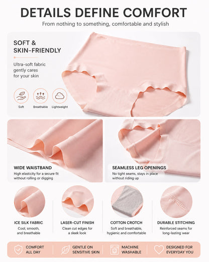 5-Pack Mid Waist Soft Modal Cotton Panties