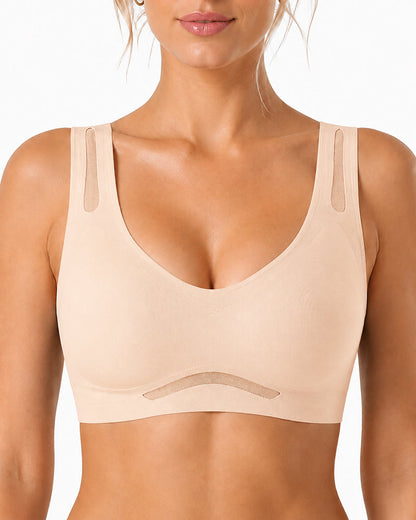 2-Pack Deep V Seamless Breathable Mesh Cutout Vest Bra
