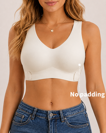 Seamless Front Closure Cross Back Push Up Bra