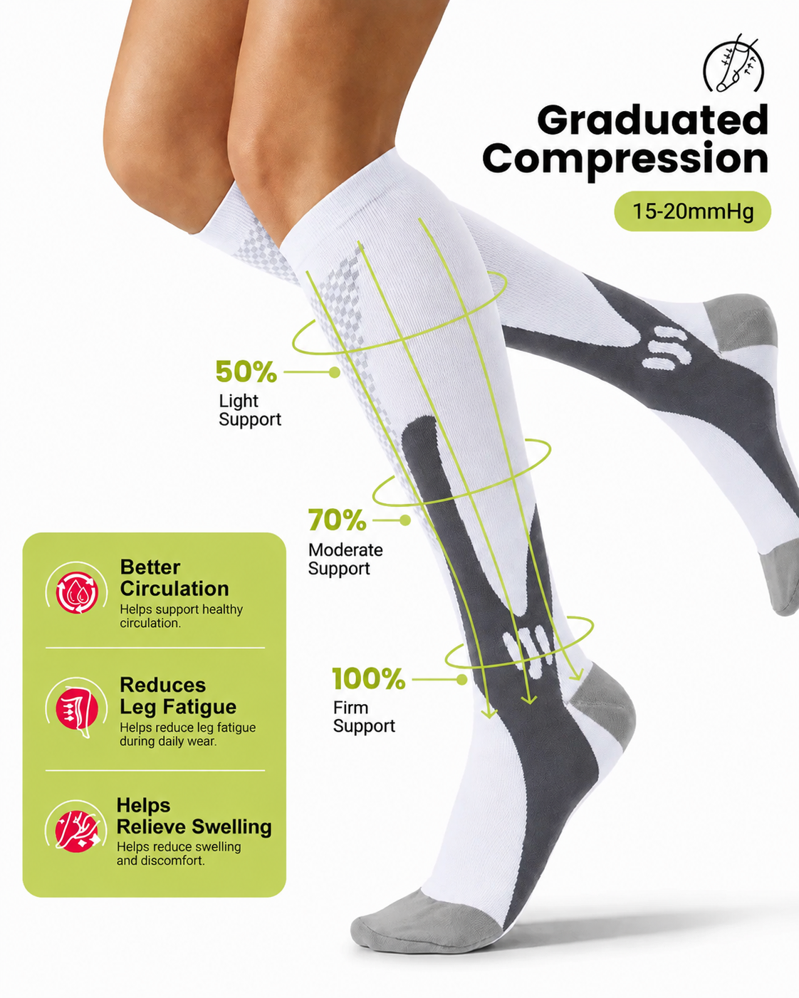 4 Pairs High-Elastic Breathable Sports Calf Compression Socks