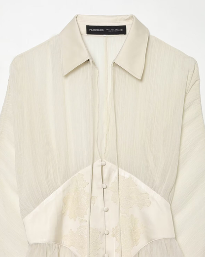 Casual Sheer Chiffon Corset Shirt