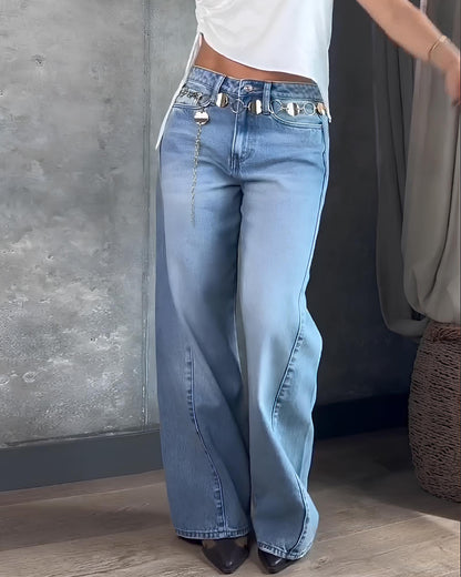 Women's High-waisted Tummy-control Washed Denim Jeans