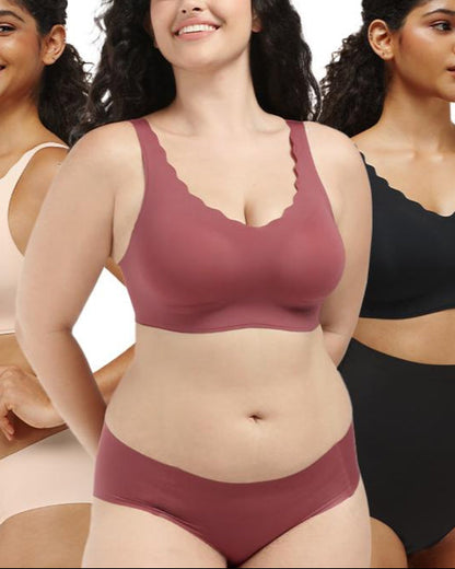 Soft V-Neck Scalloped Bra