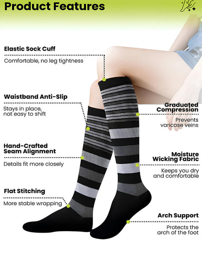 4 Pairs High-Elastic Breathable Sports Calf Compression Socks