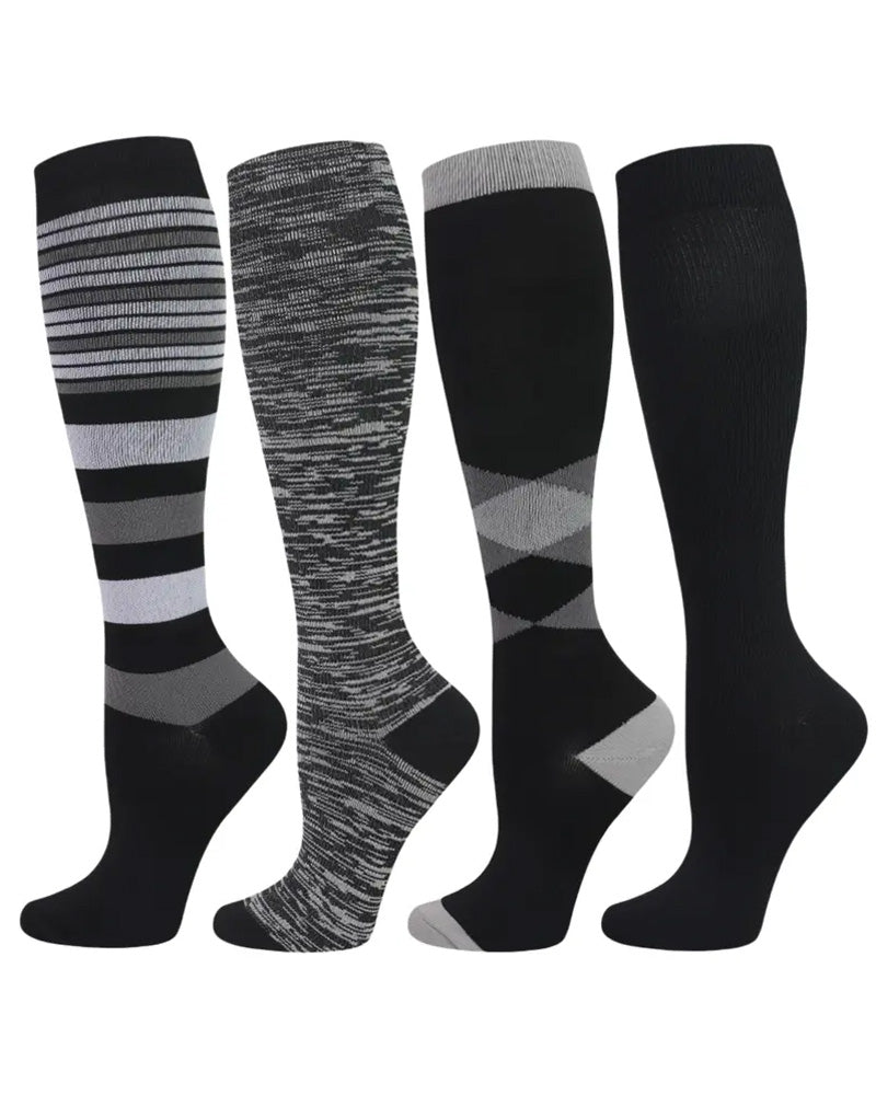 4 Pairs High-Elastic Breathable Sports Calf Compression Socks