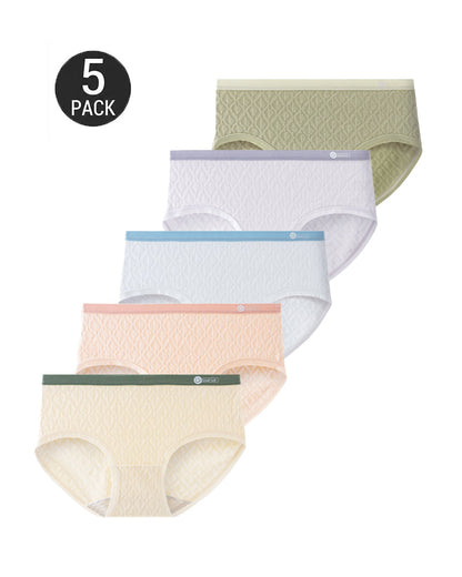 5-Pack Pure Cotton Seamless Breathable Colorblock Jacquard Briefs