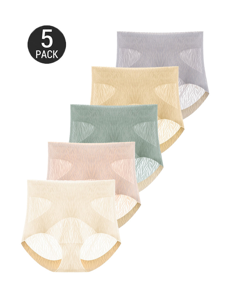5-Pack High Waist Seamless Ice Silk Breathable Jacquard Panties