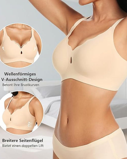 Women's Wire-Free Teardrop Hollow-Out Wave Seamless Push-Up Bra