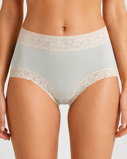 5-Pack Pure Cotton Lace Trim Seamless Breathable Briefs