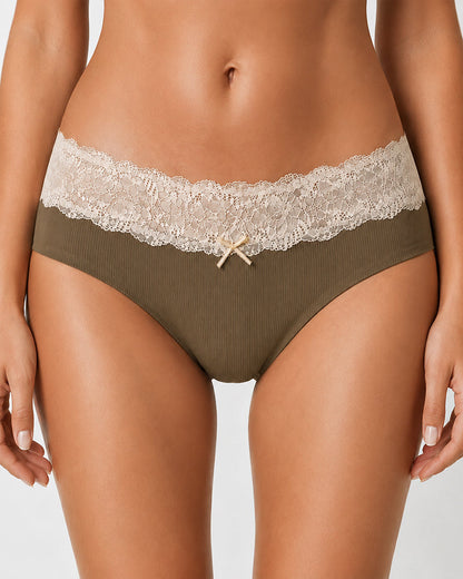 5-Pack Seamless Lace Cotton Antibacterial Crotch Panties
